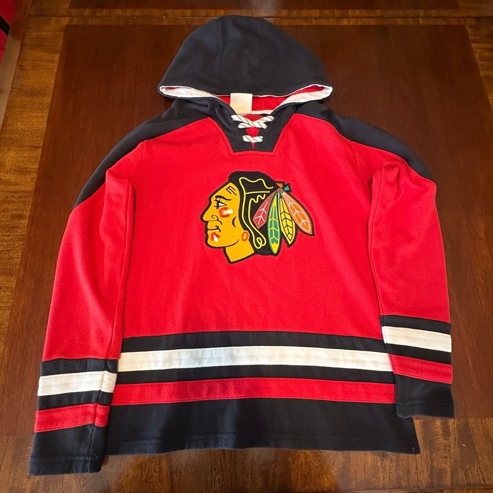 Chicago Blackhawks Lace-Up Hockey Hoodie Youth L‎ NHL